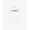 Nahmias Mens White Pronunciation Brand-print Cotton-jersey T-shirt In White