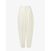 STELLA MCCARTNEY STELLA MCCARTNEY WOMEN'S CREAM PLEATED BARREL-LEG WOOL TROUSERS