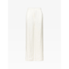Loewe + Paula's Ibiza Leather-trimmed Embroidered High-rise Wide-leg Jeans In Ivory