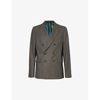 PAUL SMITH PAUL SMITH MENS BLACKS HOUNDSTOOTH-PATTERN DOUBLE-BREASTED WOOL BLAZER