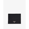 Emporio Armani Asv Regenerated Saffiano Leather Coin-pocket Wallet With Eagle Plate In Black