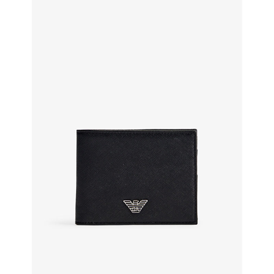Emporio Armani Logo Plaque Bifold Wallet In Black