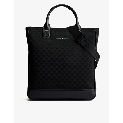 Emporio Armani Quilted Logo-lettering Tote Bag In Black