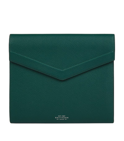 Smythson Leather Panama A5 Writing Folder In Green