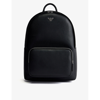 EMPORIO ARMANI EMPORIO ARMANI MENS BLACK BRAND-PLAQUE RECYCLED-LEATHER BACKPACK