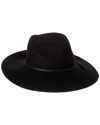 Phenix Wide Brim Leather-trim Wool Fedora In Black