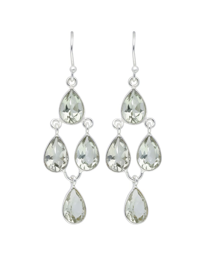Tiramisu Silver Green Amethyst Earrings