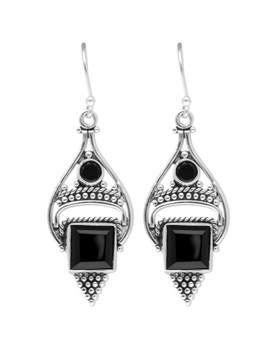 Tiramisu Silver Black Onyx Earrings