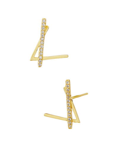 Savvy Cie 18k Over Silver Linear Studs In Gold