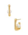 SAVVY CIE SAVVY CIE 18K PLATED 7-10MM PEARL HOOPS