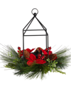 NEARLY NATURAL NEARLY NATURAL 14IN CHRISTMAS POINSETTIA, BERRY AND PINECONE METAL CANDLE HOLDER CHRISTMAS ARTIFICIA