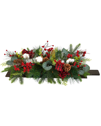 Nearly Natural 24in Holiday Artificial Cutting Board Arrangement In Green