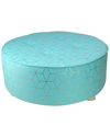 NORTHLIGHT NORTHLIGHT 20IN BLUE & COPPER GEOMETRIC PRINT COTTON CANVAS ROUND STOOL