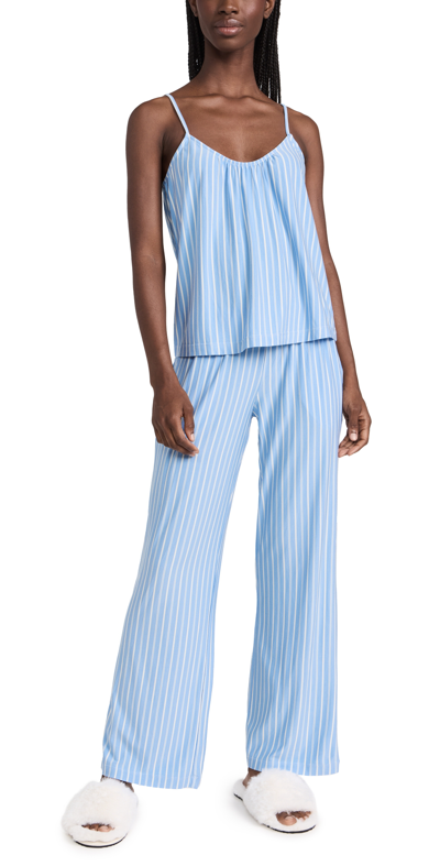 Eberjey Gisele Cami & Trouser Pj Set Nordic Stripes Vista Blueivory In Vista Blue & Ivory