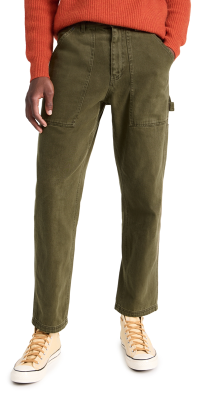 ALEX MILL PAINTER PANTS IN RECYCLED DENIM MILITARY OLIVE