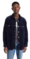 Isabel Marant Wool Corduroy Overshirt With Velvet Pockets In Blue