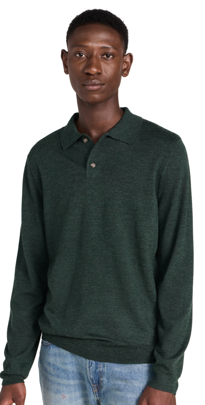 Apc Virgin-wool Polo Shirt In Green