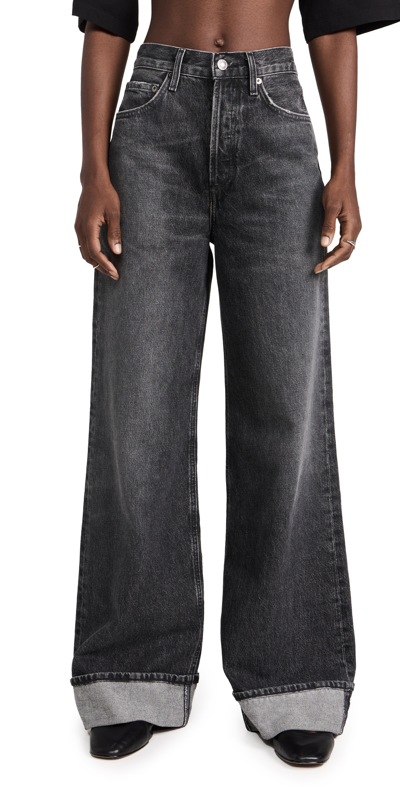 Agolde Dame High Rise Straight Jeans In Black