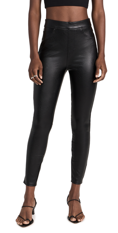 Spanx Leather- Like Ankle Skinny Pant In Black Leather