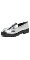Reformation Agathea Chunky Loafers In Silver