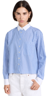 KULE THE NELL BUTTON DOWN SHIRT WHITE-ROYAL-BLUE