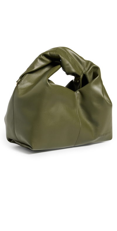Jw Anderson Mini Twister Leather Hobo Bag In Khaki