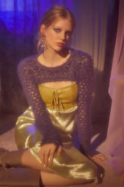 Urban Outfitters Uo Whitney Fuzzy Shrug Sweater In Purple ModeSens