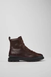 Camper Brutus  Ankle Boots In Nubuck Leather In Maroon
