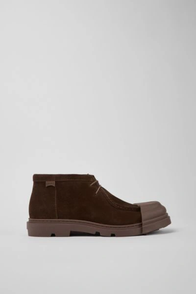Camper Junction Nubuck Leather Moc-toe Boot In Brown