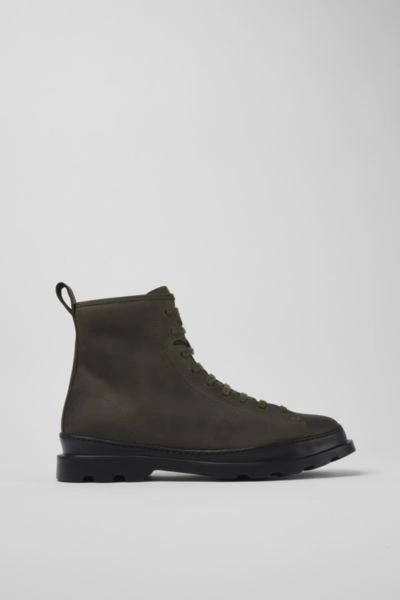 Camper Brutus Lace-up Chunky Ankle Boots In Dark Green