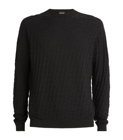 Giorgio Armani Men's Knit Crewneck Sweater In Solid Black