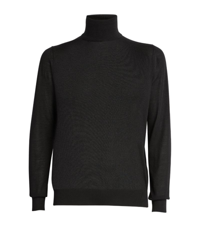 Giorgio Armani Official Store Cotton, Cashmere And Silk Rollneck Jumper In Black