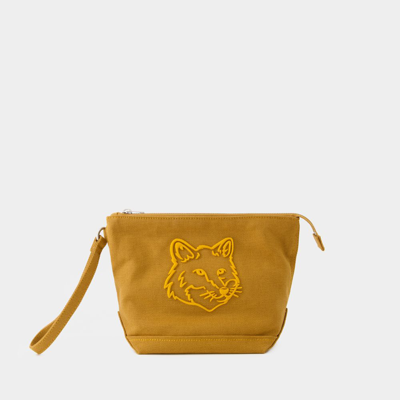 Maison Kitsuné Fox Head Clutch - Maison Kitsune - Canvas - Braun In Brown