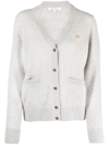 Maison Kitsuné Logo-patch V-neck Wool Cardigan