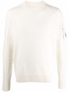 C.p. Company Sea Island Cotton Crewneck Sweater In White