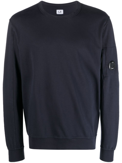 C.p. Company Light Fleece Crew Neck Sweatshirt In Blu