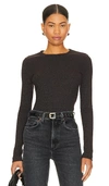 Agolde Delphi Ribbed Slim Long-sleeve Tee In Black