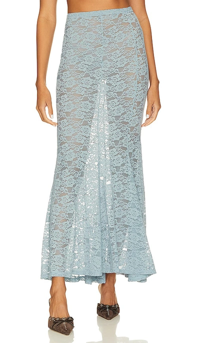 Lpa Serafina Lace Maxi Skirt In Baby Blue