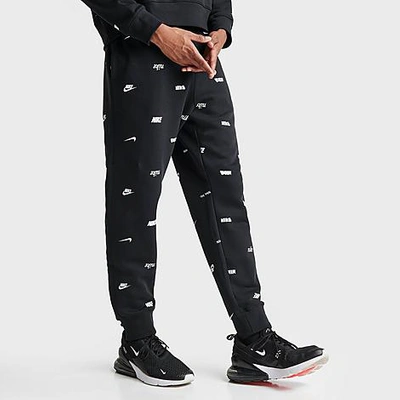 Nike Men's Club Fleece Brushed-back Allover Print Jogger Pants In Black/white