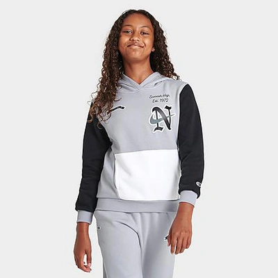 Nike Kids' Sportswear Club Fleece Swoosh High Pullover Hoodie In Wolf Grey/black/white