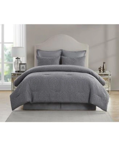 Vcny Home Cougar Ogee Damask 6 Piece Comforter Sets Bedding In Gray