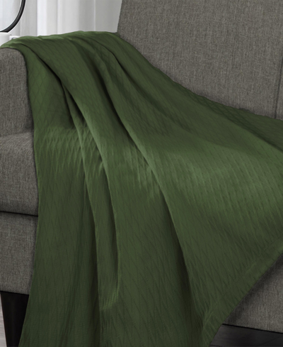 Superior Diamond Pattern All Season Woven Cotton Blanket, California King In Forest Green
