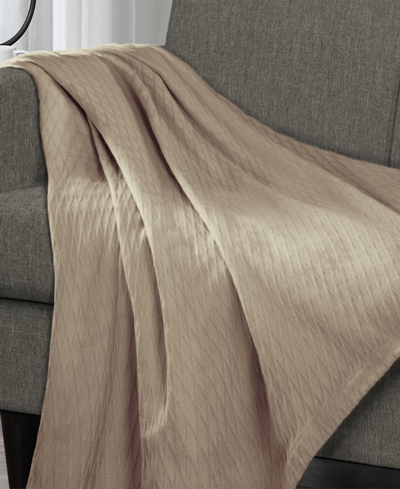 Superior Diamond Pattern All Season Woven Cotton Blanket, California King In Khaki