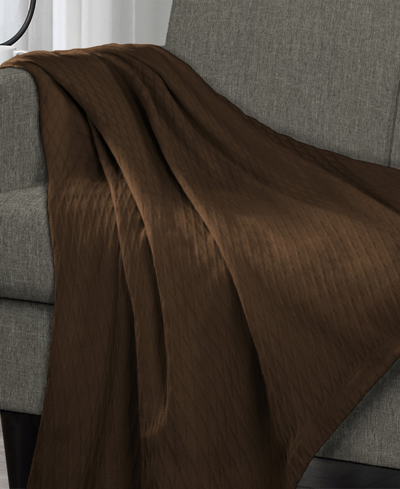 Superior Diamond Pattern All Season Woven Cotton Blanket, California King In Chocolate