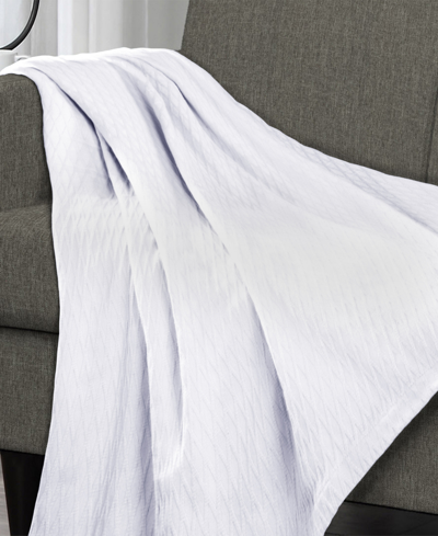Superior Diamond Pattern All Season Woven Cotton Blanket, California King In White