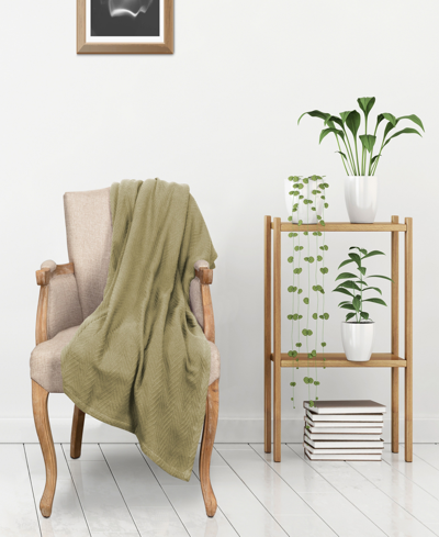 Superior Chevron All Season Cotton Blanket, California King In Sage