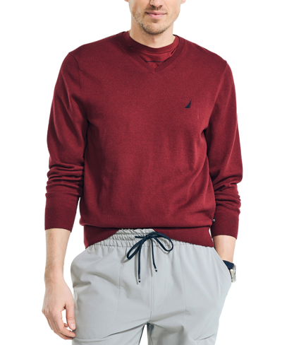 Nautica Mens Navtech V-neck Sweater In Deep Crimson