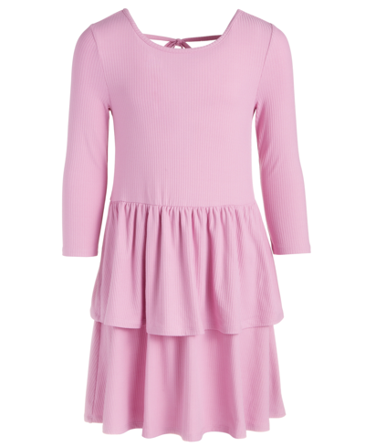 Epic Threads Big Girls Ribbed-knit Tiered Ruffled Dress, Created For Macy's In Sweet Wisteria