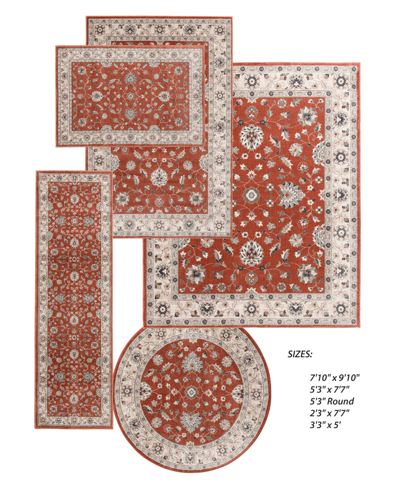 Km Home Acuity Aty-7203 Area Rug Set, 5 Piece In Paprika