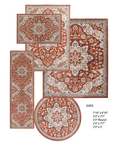 Km Home Acuity Aty-7230 Area Rug Set, 5 Piece In Paprika